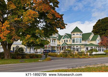Stock Photography - The Brigadoon Bed and Breakfast at Mackinaw City, Michigan, USA. Fotosearch