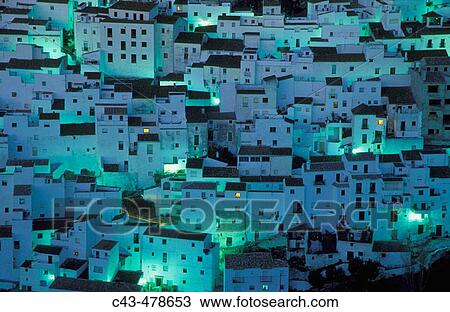 The brilliant? White Town? of Casares, spectacularly clinging to a steep hillside; at dawn. Province of MBlaga, Andaluc? a, Spain. View Large Photo Image Stock Image - The brilliant? White Town? of Casares, spectacularly clinging to a steep hillside; at dawn. Province of MBlaga, Andaluc? a, Spain.. Fotosearch