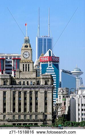 The Bund skyline, Shanghai, China View Large Photo Image Stock Photograph - The Bund skyline, Shanghai, China. Fotosearch