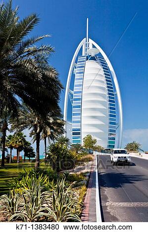 The Burj Al Arab Hotel on Jumeirah beach in Dubai, UAE. View Large Photo Image Stock Image - The Burj Al Arab Hotel on Jumeirah beach in Dubai, UAE.. Fotosearch