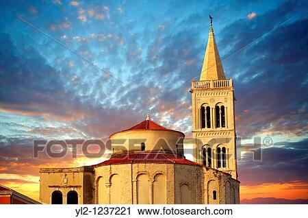 The Byzantine St Donat's Church & the Campinale bell tower of the St Anastasia Cathedral Zadar, Croatia View Large Photo Image Stock Image - The Byzantine St Donat's Church & the Campinale bell tower of the St Anastasia Cathedral Zadar, Croatia. Fotosearch