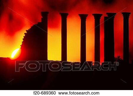 Stock Image - The Capitol, Roman ruins of Volubilis. Morocco. Fotosearch