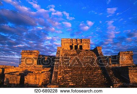 The castle (El Castillo), Mayan ruins of Tulum. Quintana Roo, Mexico View Large Photo Image Stock Photo - The castle (El Castillo), Mayan ruins of Tulum. Quintana Roo, Mexico. Fotosearch