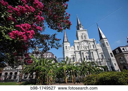 The Cathedral-Basilica of St Louis King of France is the oldest Catholic cathedral in continual use in the United States, in Jackson Square View Large Photo Image Stock Photo - The Cathedral-Basilica of St Louis King of France is the oldest Catholic cathedral in continual use in the United States, in Jackson Square. Fotosearch