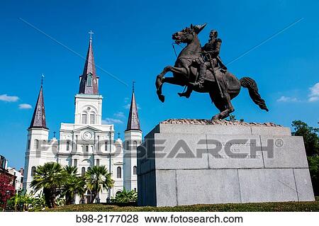 Stock Photo - The Cathedral-Basilica of St. Louis King of France is the oldest Catholic cathedral in continual use in the United States, in Jackson Square.. Fotosearch