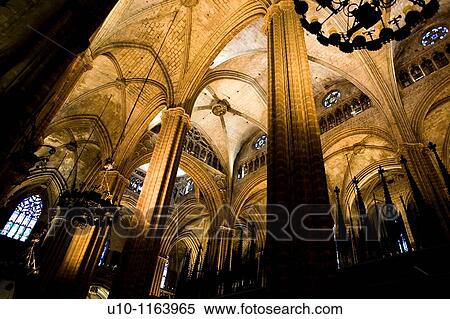 Stock Photography - The Cathedral of Barcelona, Ciutat Vella, Barcelona, Catalonia, Spain. Fotosearch