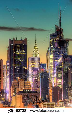 The Chrysler Building, Bank of America Tower, and other buildings near 42nd Street in New York City during morning twilight as viewed over the Hudson River looking east from New Jersey. View Large Photo Image Stock Image - The Chrysler Building, Bank of America Tower, and other buildings near 42nd Street in New York City during morning twilight as viewed over the Hudson River looking east from New Jersey.. Fotosearch