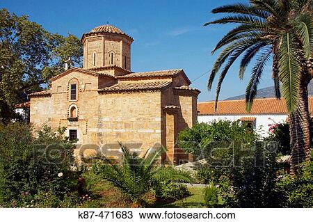 The church of Metamorphosis Sotiros in the Loukous Monastery (11th century), Eva Kynourias, Astros, Arcadia, Peloponnese, Greece View Large Photo Image Stock Image - The church of Metamorphosis Sotiros in the Loukous Monastery (11th century), Eva Kynourias, Astros, Arcadia, Peloponnese, Greece. Fotosearch