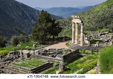 The circular Tholos at the Temple of Athena Pronaia, Ancient Delphi, Thessaly, Greece. View Large Photo Image Stock Photo - The circular Tholos at the Temple of Athena Pronaia, Ancient Delphi, Thessaly, Greece.. Fotosearch