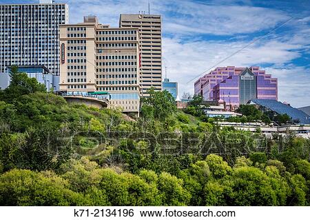 The city skyline and the North Saskatchewan River in Edmonton, Alberta, Canada. View Large Photo Image Stock Photograph - The city skyline and the North Saskatchewan River in Edmonton, Alberta, Canada.. Fotosearch