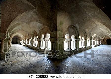 the cloisters surrounding the courtyard of the monastery of the cistercian Abbey of Fontenay, Burgundy, France View Large Photo Image Stock Photo - the cloisters surrounding the courtyard of the monastery of the cistercian Abbey of Fontenay, Burgundy, France. Fotosearch