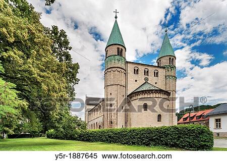 The collegiate church of St Cyriakus errected by duke Gero in at the beginning of 10th century is one of the most impressing buildings on the? Street of Romanesque?, Gernrode, Quedlinburg, Harz, Saxony-Anhalt, Germany, Europe View Large Photo Image Stock Photography - The collegiate church of St Cyriakus errected by duke Gero in at the beginning of 10th century is one of the most impressing buildings on the? Street of Romanesque?, Gernrode, Quedlinburg, Harz, Saxony-Anhalt, Germany, Europe. Fotosearch