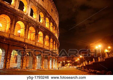 the colosseum at night in rome italy View Large Photo Image Stock Photograph - the colosseum at night in rome italy. Fotosearch