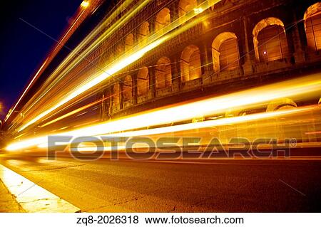 Stock Photo - The Colosseum at night, Rome, Italy.. Fotosearch