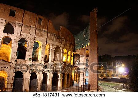 the colosseum in rome at night View Large Photo Image Stock Image - the colosseum in rome at night. Fotosearch