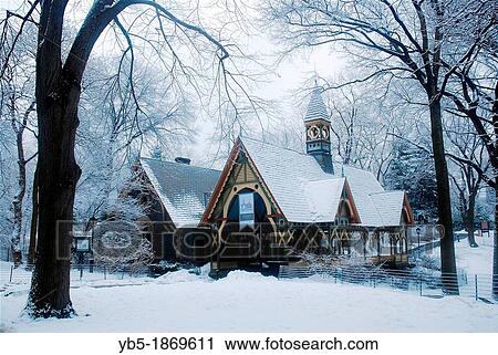 The Dairy, Central park, Winter View Large Photo Image Stock Image - The Dairy, Central park, Winter. Fotosearch