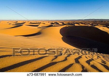 Stock Image - The desert near Mhamid. Draa Valley. Morocco.. Fotosearch