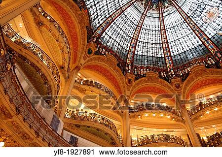 Stock Image - The Dome of Galeries Lafayette interior Paris. Fotosearch