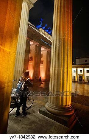 Stock Image - The Door of Brandemburg is an old entrance door to Berlin and one of the main symbols of the city and Germany Berlin, Germany, Europe. Fotosearch
