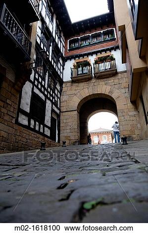 The downtown of Hondarribia, Guipuzcoa, Basque Country, Spain View Large Photo Image Stock Image - The downtown of Hondarribia, Guipuzcoa, Basque Country, Spain. Fotosearch