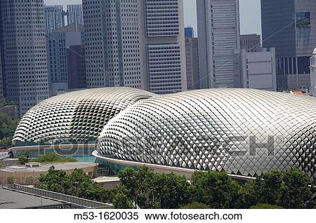 Stock Photography - The durian-shaped dome of Esplanade Theatres on the Bay The multifucntional structure is a popular local landmark and it is located in Marina Bay Singapore. Fotosearch