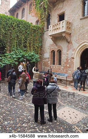 The famous balcony Casa di Giulietta the Juliet's house courtyard Verona the Veneto region northern Italy Europe View Large Photo Image Stock Photo - The famous balcony Casa di Giulietta the Juliet's house courtyard Verona the Veneto region northern Italy Europe. Fotosearch