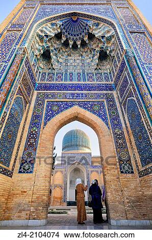 The finely decorated entrance gate of the Guri Amir mausoleum. Uzbekistan, Samarkand. View Large Photo Image Picture - The finely decorated entrance gate of the Guri Amir mausoleum. Uzbekistan, Samarkand.. Fotosearch