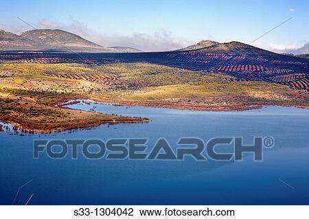 The Finisterre reservoir and Montes de Toledo Castilla la Mancha Spain View Large Photo Image Stock Image - The Finisterre reservoir and Montes de Toledo Castilla la Mancha Spain. Fotosearch