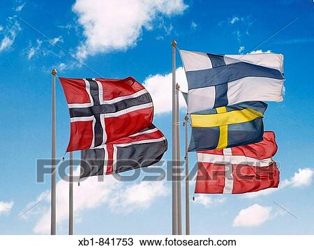 The flags of Norway, Iceland, Finland, Sweden and Denmark flying in the wind View Large Photo Image Stock Image - The flags of Norway, Iceland, Finland, Sweden and Denmark flying in the wind. Fotosearch