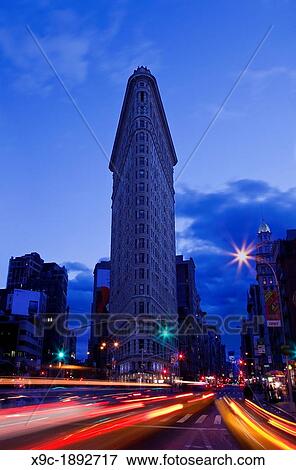 The Flatiron Building at Dusk, New York City View Large Photo Image Stock Photo - The Flatiron Building at Dusk, New York City. Fotosearch