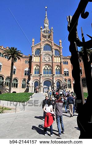 The former Hospital de la Santa Creu i Sant Pau, Hospital of the Holy Cross and Saint Paul in the neighborhood of El Guinard?, is a complex built between 1901 and 1930, designed by the Catalan modernist architect Llu's Dom? nech i Montaner. UNESCO World He View Large Photo Image Stock Photo - The former Hospital de la Santa Creu i Sant Pau, Hospital of the Holy Cross and Saint Paul in the neighborhood of El Guinard?, is a complex built between 1901 and 1930, designed by the Catalan modernist architect Llu's Dom? nech i Montaner. UNESCO World He. Fotosearch
