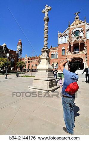 Stock Photograph - The former Hospital de la Santa Creu i Sant Pau, Hospital of the Holy Cross and Saint Paul in the neighborhood of El Guinard?. Fotosearch