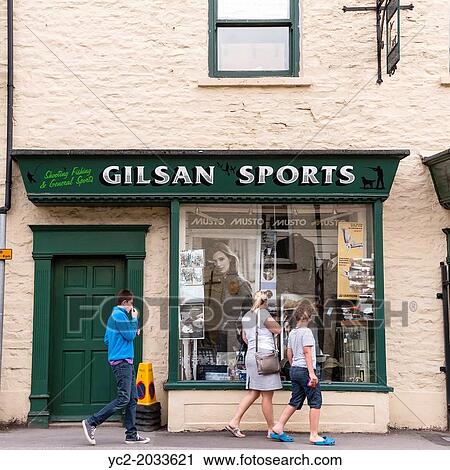 Stock Image - The Gilsan Sports sport shop store in Leyburn, North Yorkshire, England, Britain, Uk.. Fotosearch