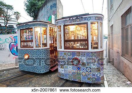 The Gloria Funicular, Lisbon, Portugal, Europe. View Large Photo Image Stock Image - The Gloria Funicular, Lisbon, Portugal, Europe.. Fotosearch