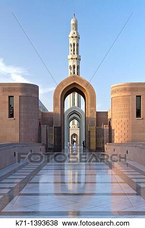 The Grand Mosque with minarets in Muscat, Oman View Large Photo Image Stock Photo - The Grand Mosque with minarets in Muscat, Oman. Fotosearch