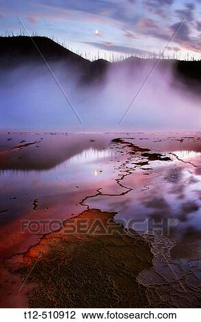 The Grand Prismatic Spring at dusk in Yellowstone National Park Wyoming View Large Photo Image Stock Image - The Grand Prismatic Spring at dusk in Yellowstone National Park Wyoming. Fotosearch