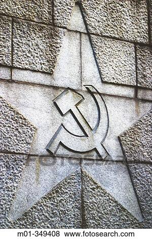 Stock Photo - The hammer and sickle on wall. Hanko, Finland. Fotosearch