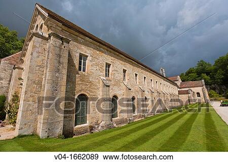 Stock Photo - The historic abbey of Fontenay, Burgundy, France, Europe. Fotosearch