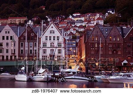 The historic Bryggen district in Bergen, Norway. View Large Photo Image Stock Photo - The historic Bryggen district in Bergen, Norway.. Fotosearch