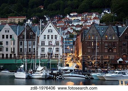 The historic Bryggen district in Bergen, Norway. View Large Photo Image Stock Photograph - The historic Bryggen district in Bergen, Norway.. Fotosearch
