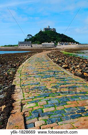 Stock Photo - the historic castle on st michaels mount at marazion near penzance in cornwall, england, uk. Fotosearch