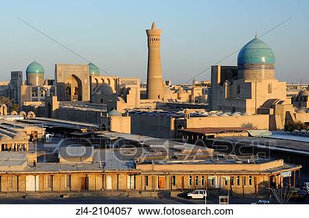The historic centre of Bukhara viewed from the Ark citadel. Uzbekistan, Bukhara. View Large Photo Image Stock Photo - The historic centre of Bukhara viewed from the Ark citadel. Uzbekistan, Bukhara.. Fotosearch