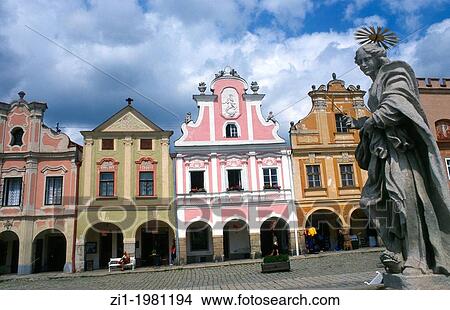 Picture - the historic centre of Telc in Czech. Fotosearch