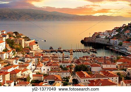 The historic port of Hydra, Greek Saronic Islands View Large Photo Image Stock Photo - The historic port of Hydra, Greek Saronic Islands. Fotosearch