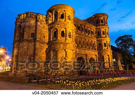 The historic Porta Nigra in Trier (Treves) at night, Rhineland-Palatinate, Germany, Europe View Large Photo Image Stock Photo - The historic Porta Nigra in Trier (Treves) at night, Rhineland-Palatinate, Germany, Europe. Fotosearch