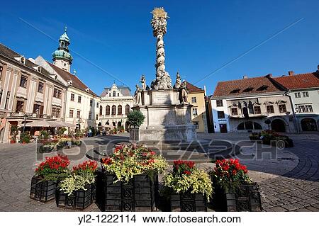 The Holy Trinity Statue, the first Baroque twisted coloumn in Central Europe 1695-1701 - Fo Square - Sopron, Hungary View Large Photo Image Picture - The Holy Trinity Statue, the first Baroque twisted coloumn in Central Europe 1695-1701 - Fo Square - Sopron, Hungary. Fotosearch