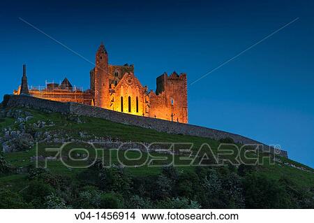The illuminated Rock of Cashel, Cashel, County Tipperary, Ireland, Europe View Large Photo Image Picture - The illuminated Rock of Cashel, Cashel, County Tipperary, Ireland, Europe. Fotosearch