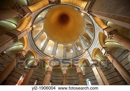 Picture - The interior of the Bapistry of Pisa, Italy. Fotosearch