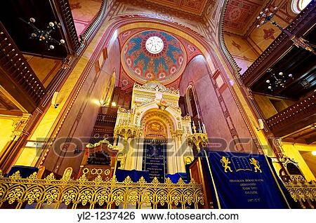 The interior of the DohBny Street or Great Synagogue nagy zsinag? ga The Second largest Synagogue in the world built in Moorish Revival Style Budapest, Hungary View Large Photo Image Stock Photograph - The interior of the DohBny Street or Great Synagogue nagy zsinag? ga The Second largest Synagogue in the world built in Moorish Revival Style Budapest, Hungary. Fotosearch