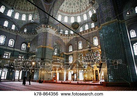The interior of Yeni Camii mosque, also known as the new mosque Istanbul, Turkey View Large Photo Image Stock Photograph - The interior of Yeni Camii mosque, also known as the new mosque Istanbul, Turkey. Fotosearch